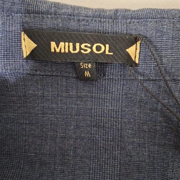 Musol “NEW” Blue Gray Preppy 3/4 Sleeves Pin Up Retro Pleated Midi Dress Size M - Picture 10 of 11